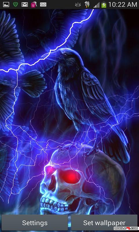 Download Evil Raven Lightning Skull Live Wallpaper Android Live Wallpapers 347 Wallpaper Live Skull Lightning Raven Evil Mobile9